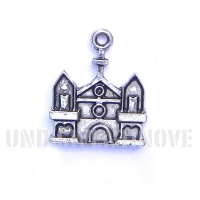 RELIGIONE 012 ciondolo pendente chiesa cristina christian curch silver charm 1129 17x22mm